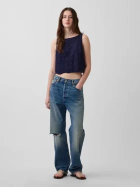 Delikli Kısa Şeffaf Tank Top