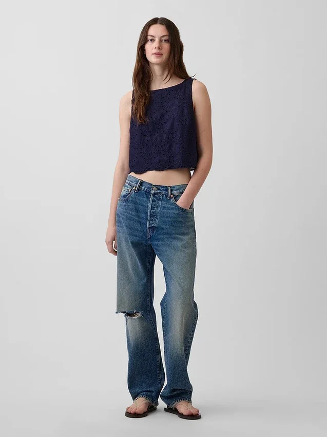 Delikli Kısa Şeffaf Tank Top