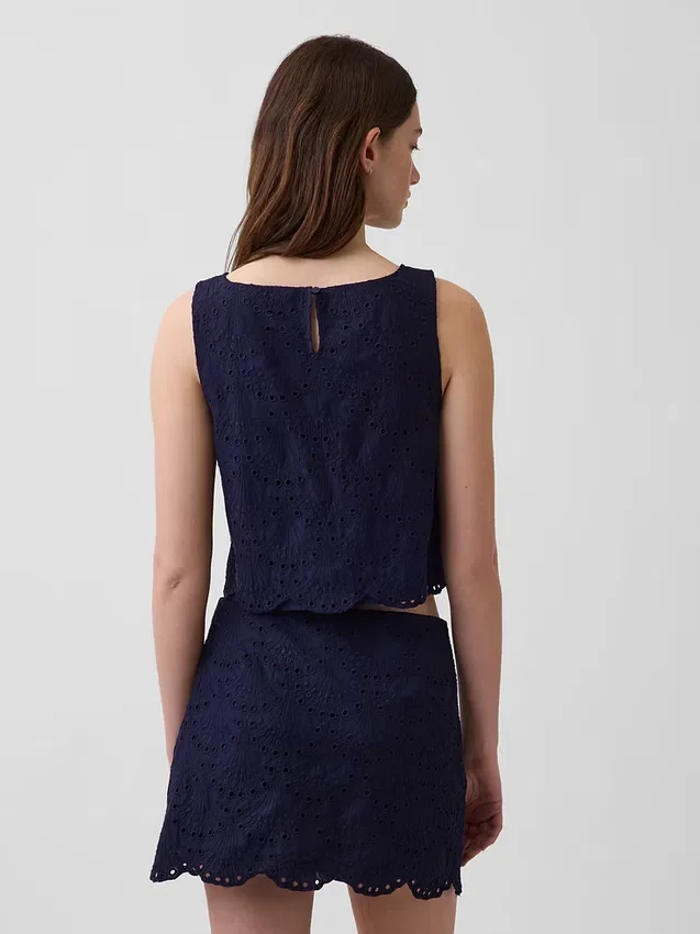 Delikli Kısa Şeffaf Tank Top