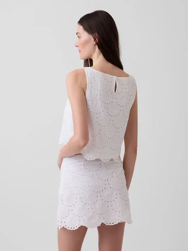 Delikli Kısa Şeffaf Tank Top