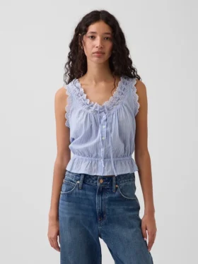 Delikli, Önden Bağlamalı Kısa Peplum Üst Giyim