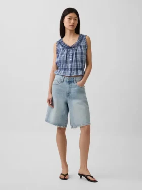 Delikli, Önden Bağlamalı Kısa Peplum Üst Giyim