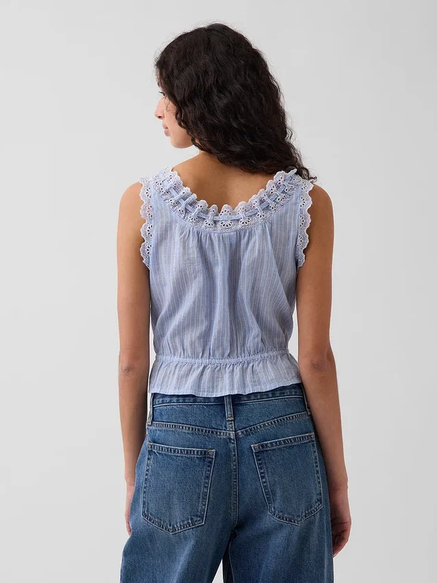 Delikli, Önden Bağlamalı Kısa Peplum Üst Giyim