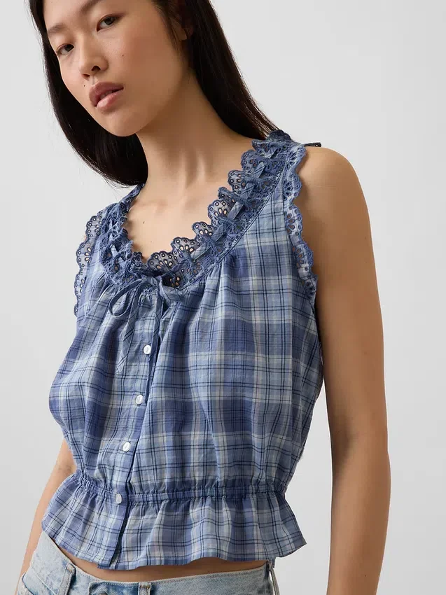 Delikli, Önden Bağlamalı Kısa Peplum Üst Giyim