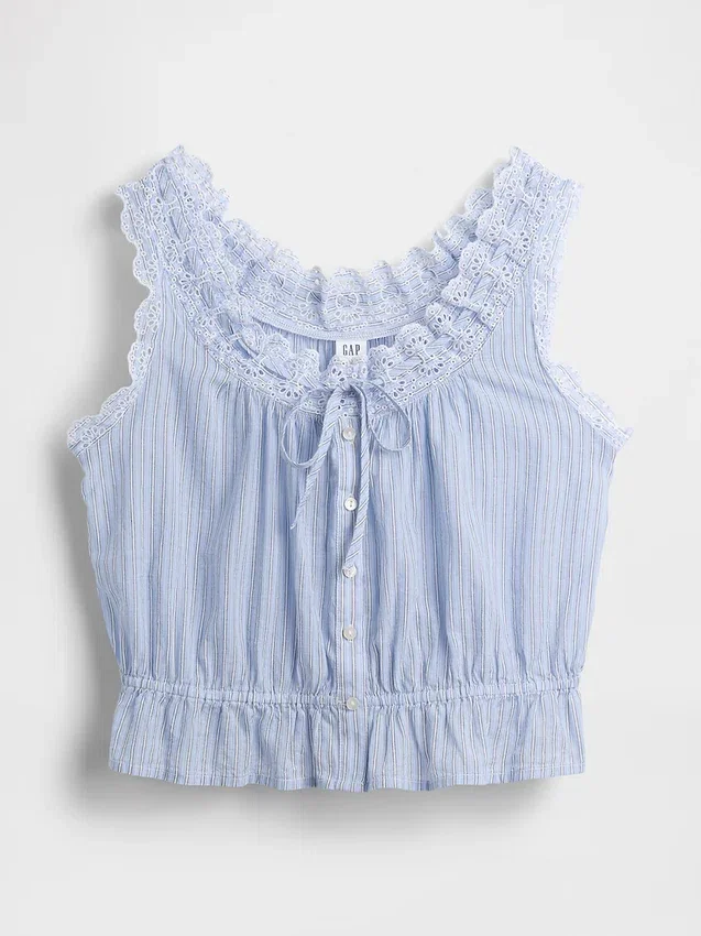Delikli, Önden Bağlamalı Kısa Peplum Üst Giyim