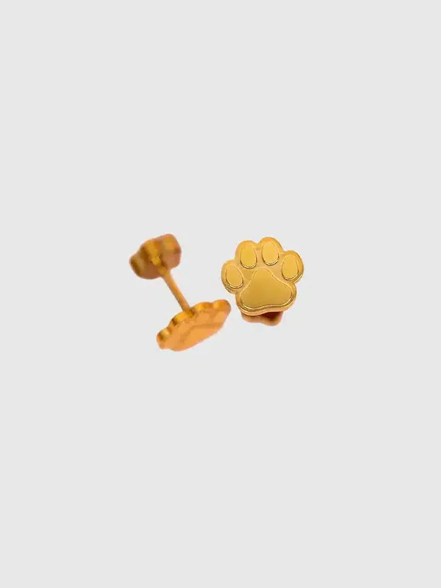 Delikli Paw Print Vidalı Küpeler