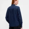 Denim Bağcıklı Yaka Gömlek