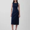Denim Bodycon Midi Elbise
