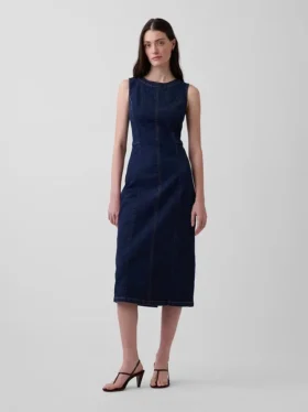 Denim Bodycon Midi Elbise