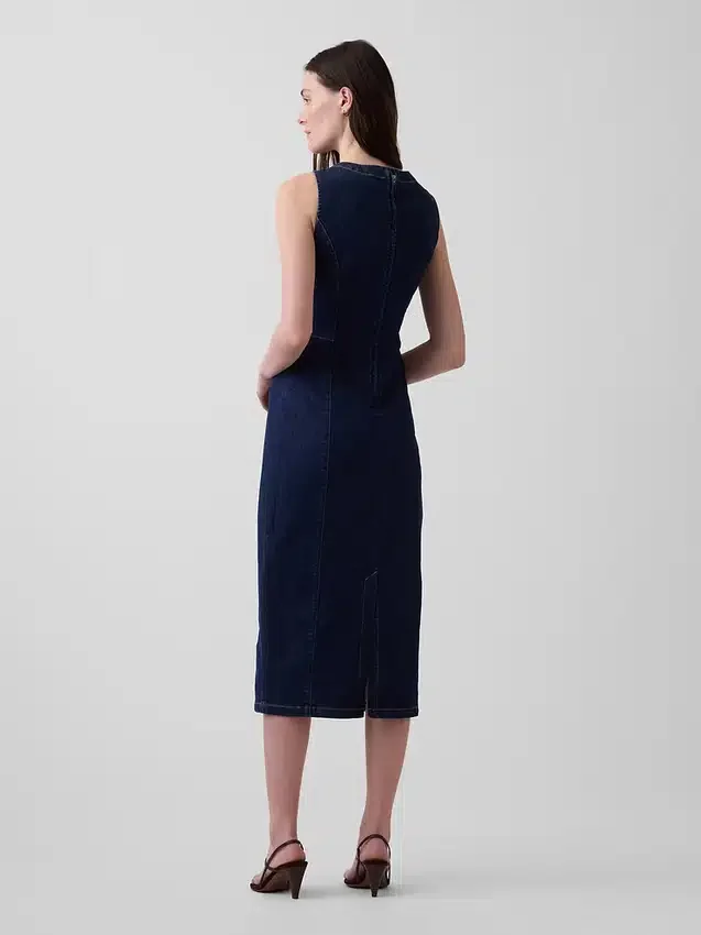 Denim Bodycon Midi Elbise