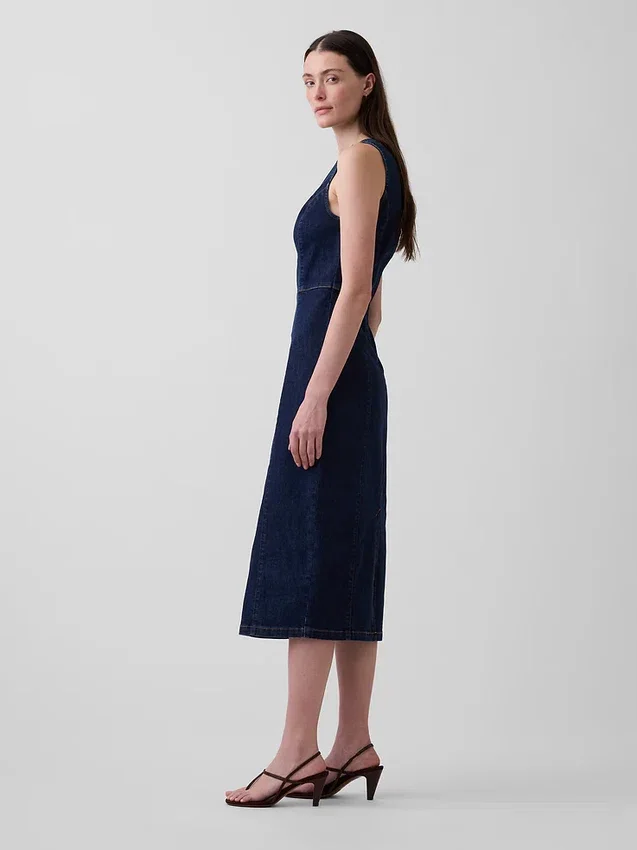 Denim Bodycon Midi Elbise