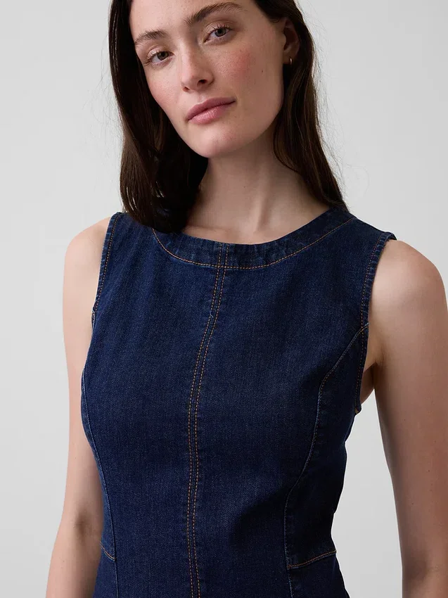 Denim Bodycon Midi Elbise