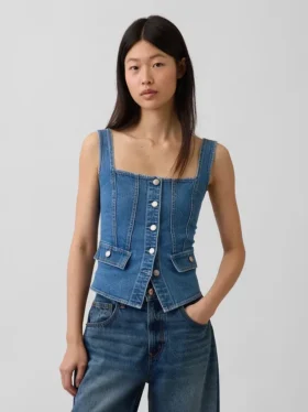 Denim Cepli Korsaj Üst Giyim