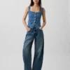 Denim Cepli Korsaj Üst Giyim