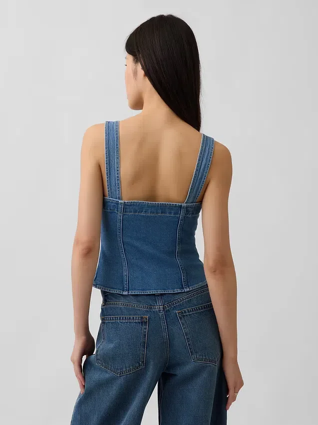 Denim Cepli Korsaj Üst Giyim