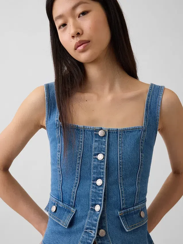 Denim Cepli Korsaj Üst Giyim