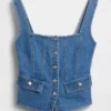 Denim Cepli Korsaj Üst Giyim
