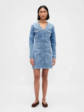 Denim Cepli Mini Elbise