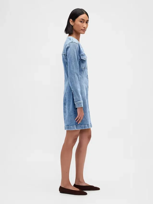 Denim Cepli Mini Elbise