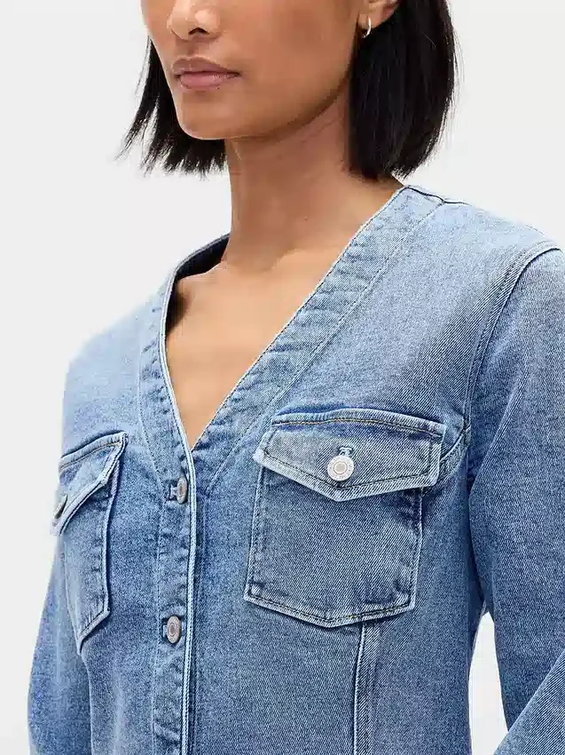 Denim Cepli Mini Elbise