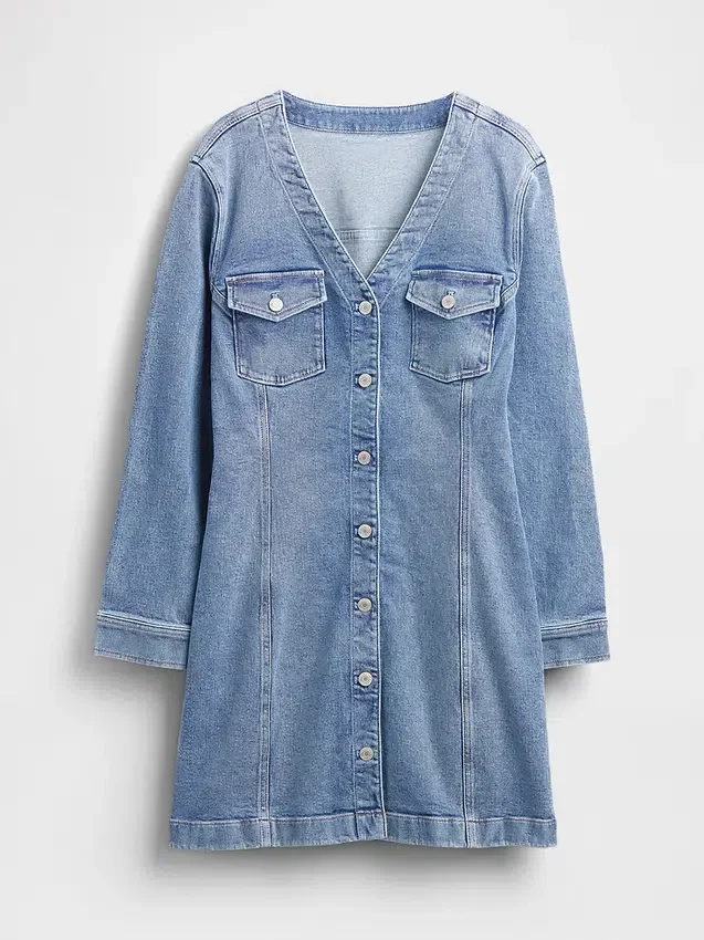 Denim Cepli Mini Elbise