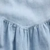 Denim Dalgalı Kollu Sweetheart Elbise