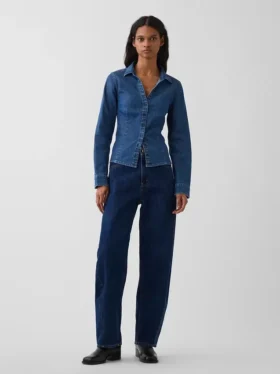 Denim Dar Kesim Gömlek