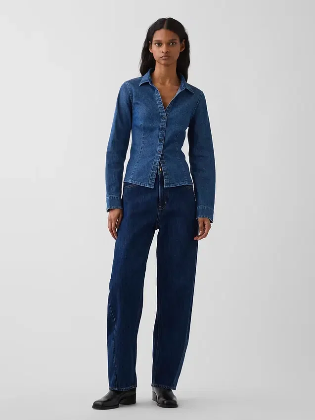 Denim Dar Kesim Gömlek