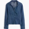 Denim Dar Kesim Gömlek