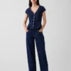 Denim Dar Kesim Kısa Kollu Peplum Üst