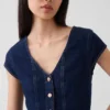 Denim Dar Kesim Kısa Kollu Peplum Üst