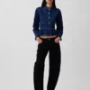 Denim Dar Kesim Peplum Üst