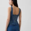 Denim Dar Kesim Peplum Üst
