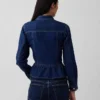 Denim Dar Kesim Peplum Üst