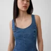 Denim Dar Kesim Peplum Üst