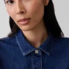 Denim Dar Kesim Peplum Üst