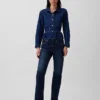 Denim Dar Kesim Peplum Üst