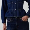 Denim Dar Kesim Peplum Üst