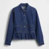 Denim Dar Kesim Peplum Üst