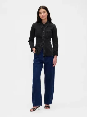 Denim Daraltmalı Dikişli Gömlek