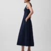 Denim Düşük Bel Midi Elbise