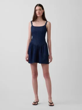 Denim Düşük Bel Mini Elbise