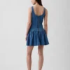 Denim Düşük Bel Mini Elbise