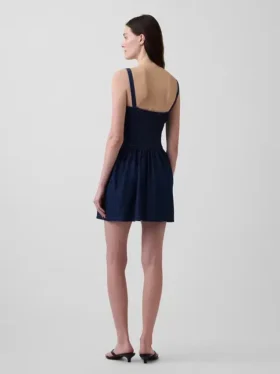 Denim Düşük Bel Mini Elbise