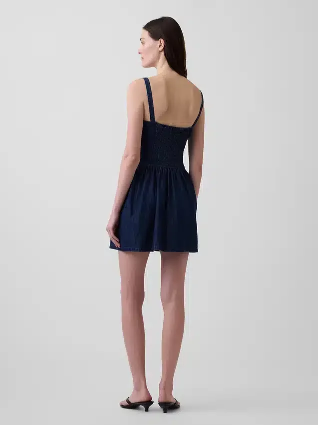 Denim Düşük Bel Mini Elbise