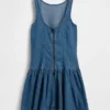 Denim Düşük Bel Mini Elbise