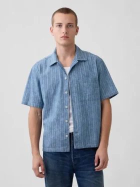 Denim Dobby Tatil Gömleği
