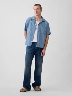 Denim Dobby Tatil Gömleği