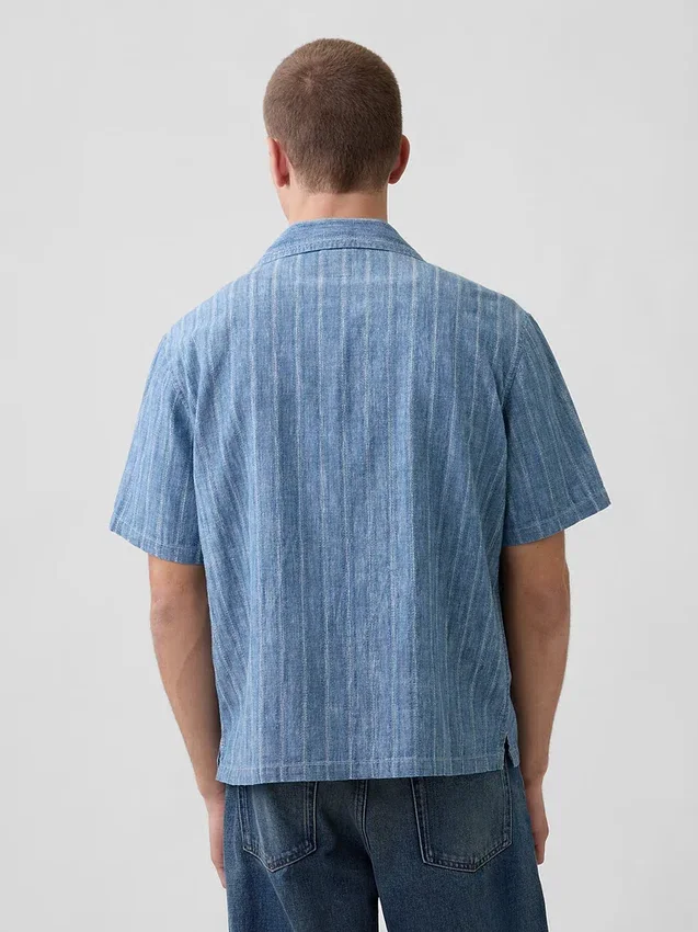 Denim Dobby Tatil Gömleği