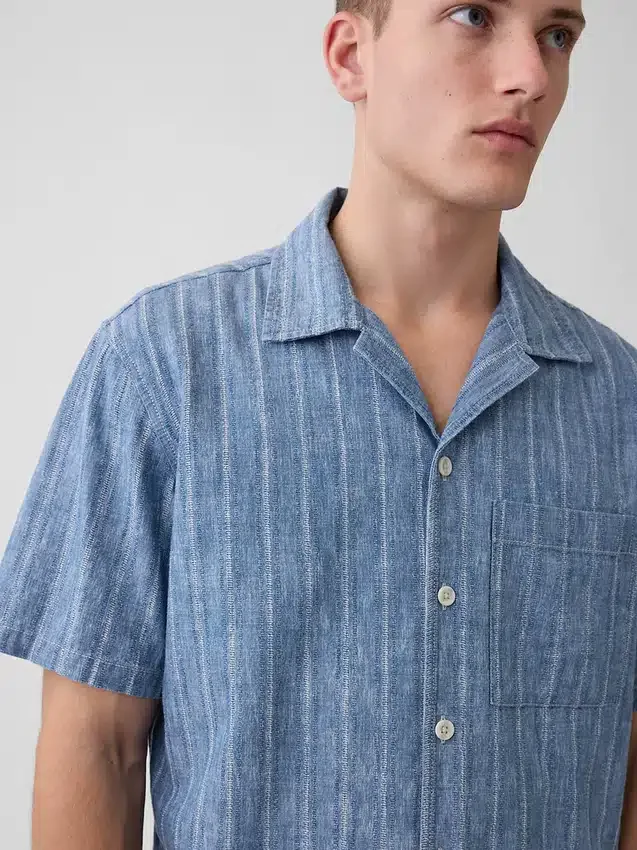 Denim Dobby Tatil Gömleği